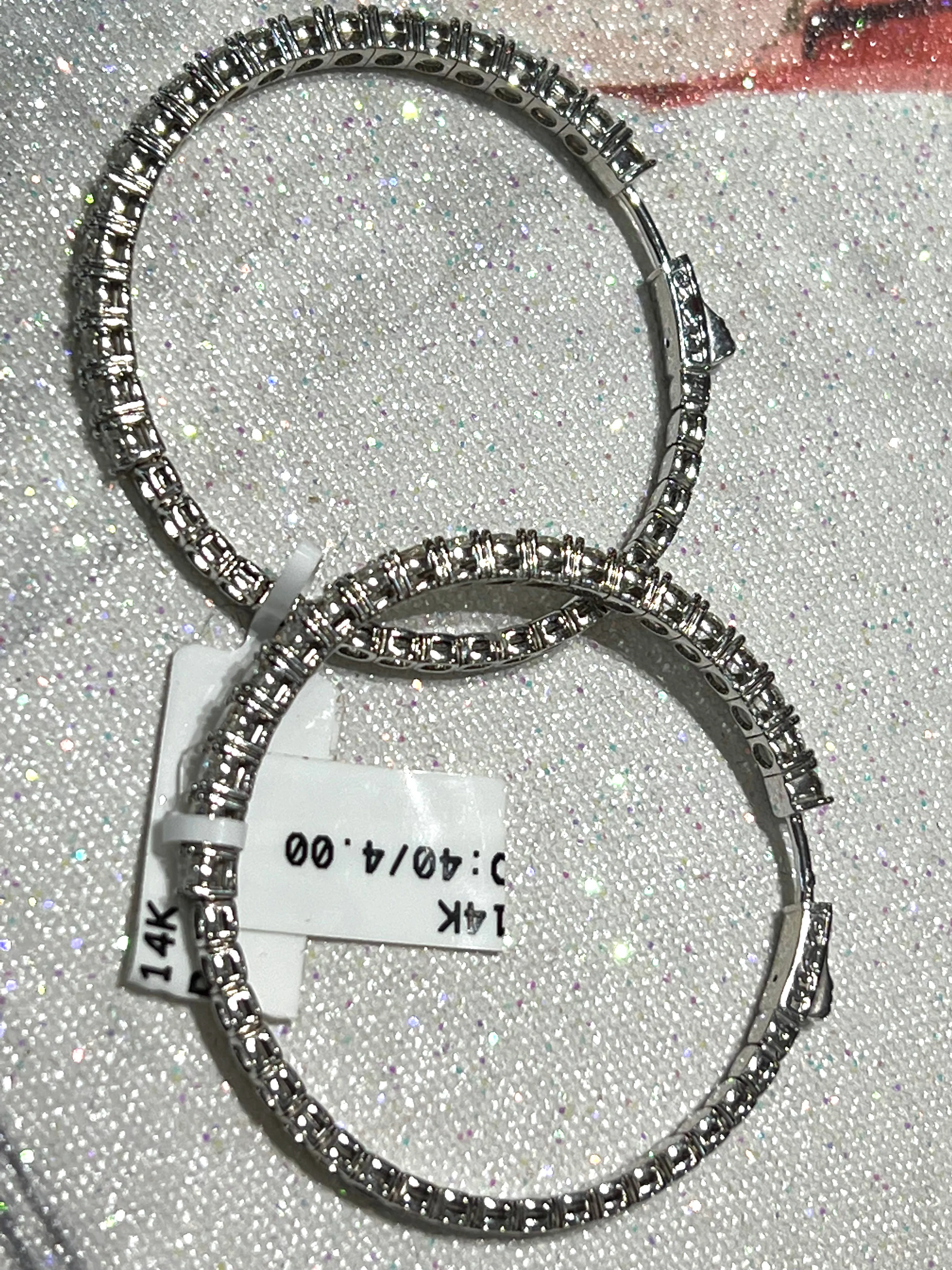 14K GOLD DIAMOND CROWN HOOP EARRINGS