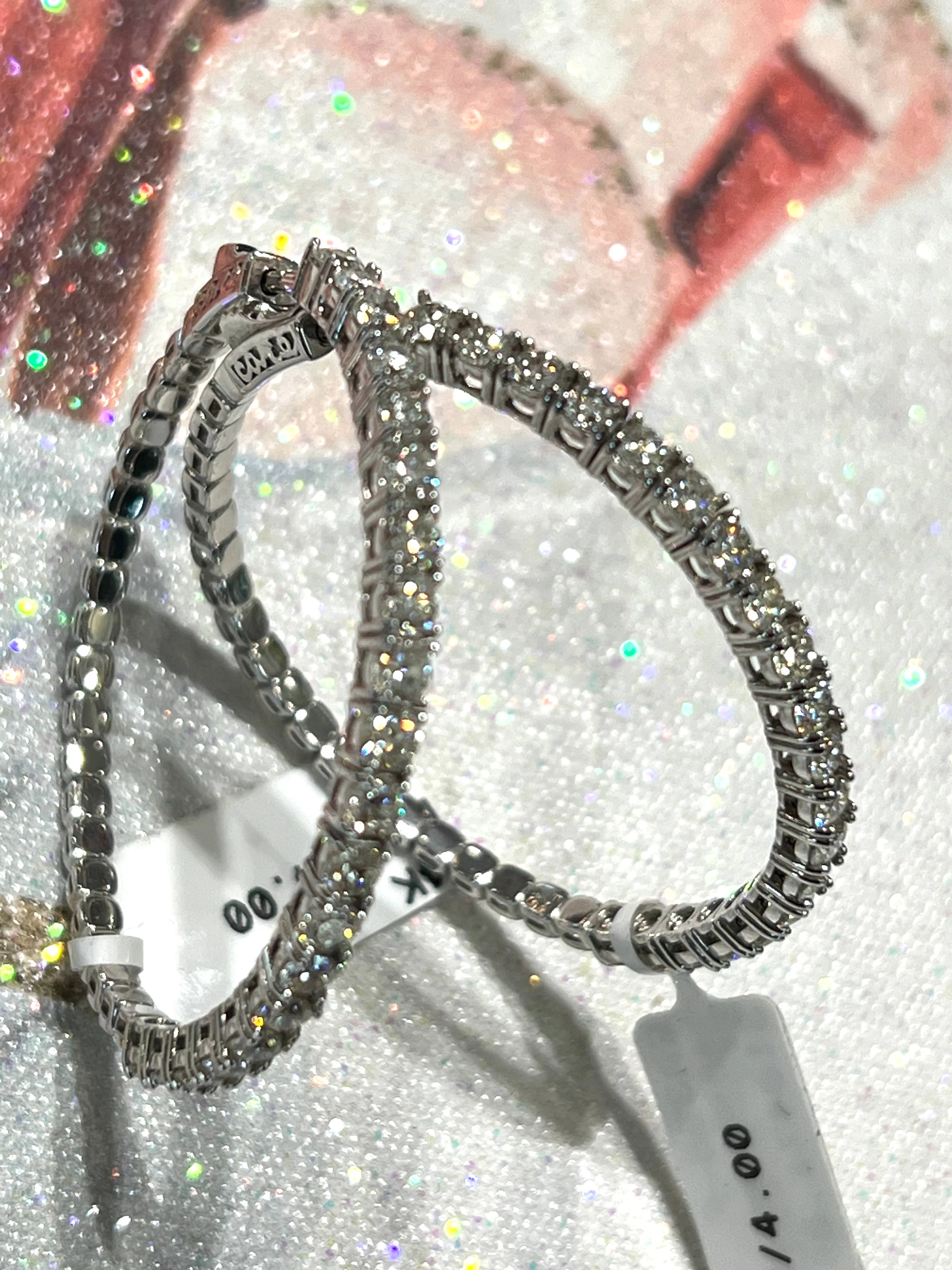 14K GOLD DIAMOND CROWN HOOP EARRINGS