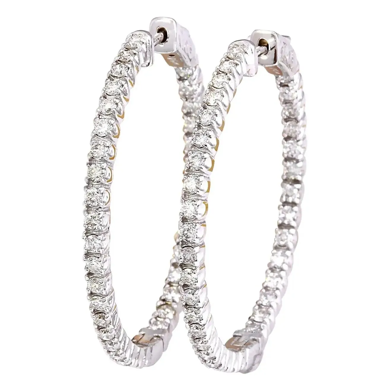 14K GOLD DIAMOND CROWN HOOP EARRINGS