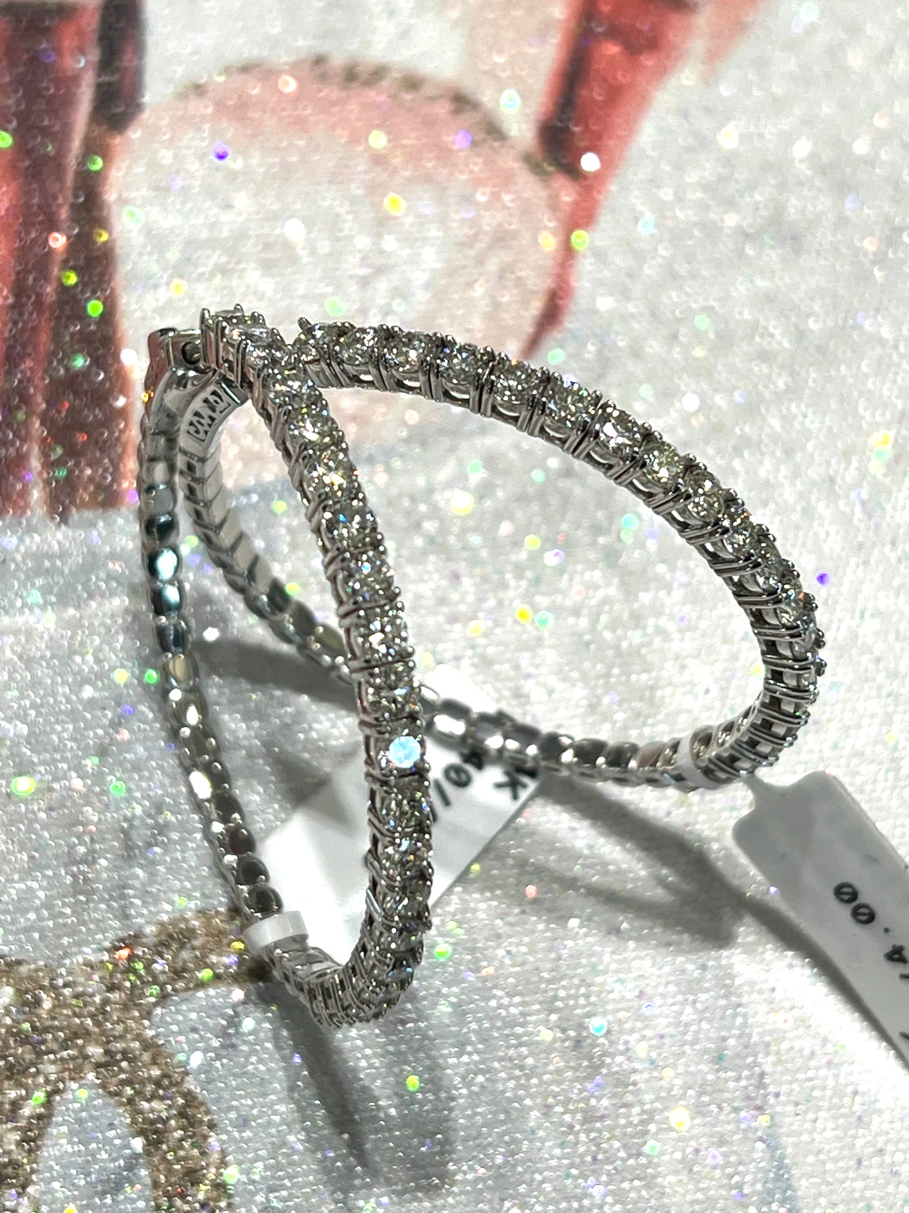14K GOLD DIAMOND CROWN HOOP EARRINGS