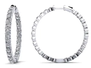 14K GOLD DIAMOND CROWN HOOP EARRINGS