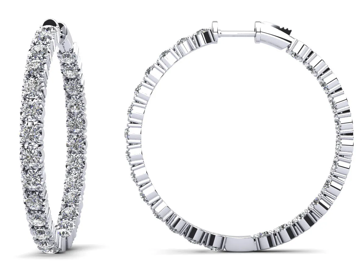 14K GOLD DIAMOND CROWN HOOP EARRINGS
