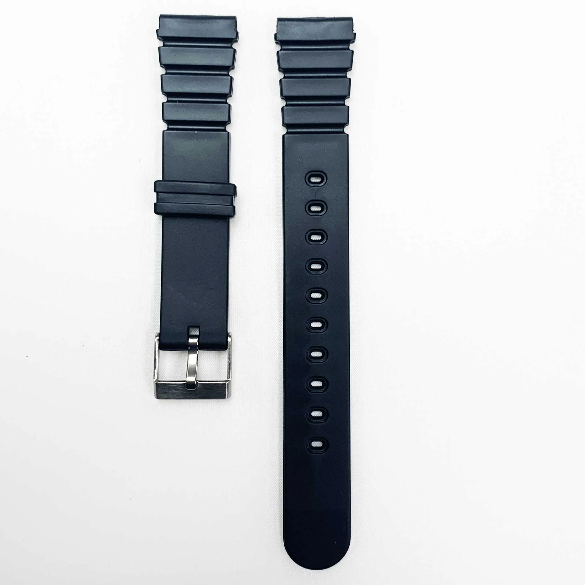 18MM PVC Plastic Watch Band Black XL Sports for Casio Timex Seiko Citizen Iron Man Watches