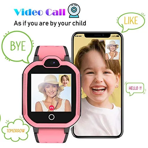 4G GPS Kids Smartwatch Phone - Boys Girls Waterproof Watch with GPS Locator 2 Way Call Camera Voice & Video Chat SOS Alarm Pedometer WiFi Wrist Watch Birthday Back to School Gifts for Students,4G Pink