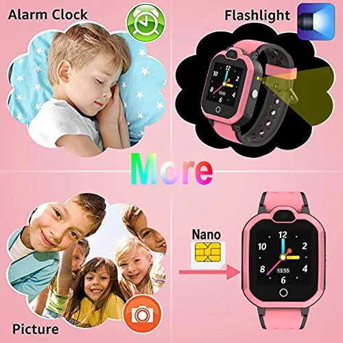 4G GPS Kids Smartwatch Phone - Boys Girls Waterproof Watch with GPS Locator 2 Way Call Camera Voice & Video Chat SOS Alarm Pedometer WiFi Wrist Watch Birthday Back to School Gifts for Students,4G Pink