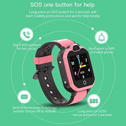 4G GPS Kids Smartwatch Phone - Boys Girls Waterproof Watch with GPS Locator 2 Way Call Camera Voice & Video Chat SOS Alarm Pedometer WiFi Wrist Watch Birthday Back to School Gifts for Students,4G Pink