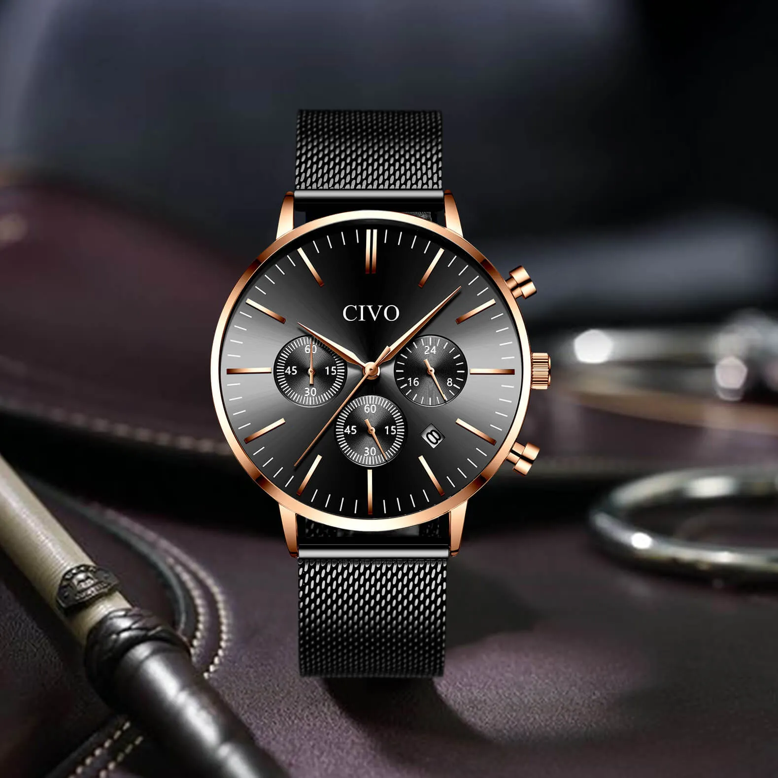 8073C | Quartz Men Watch | Mesh Band