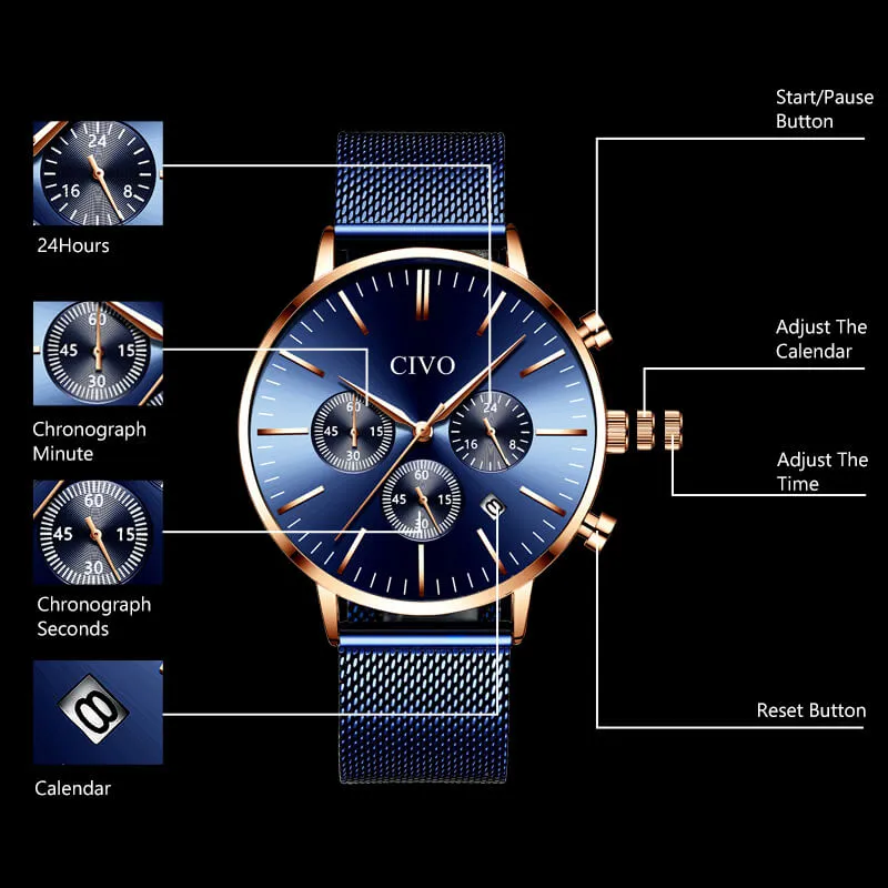 8073C | Quartz Men Watch | Mesh Band