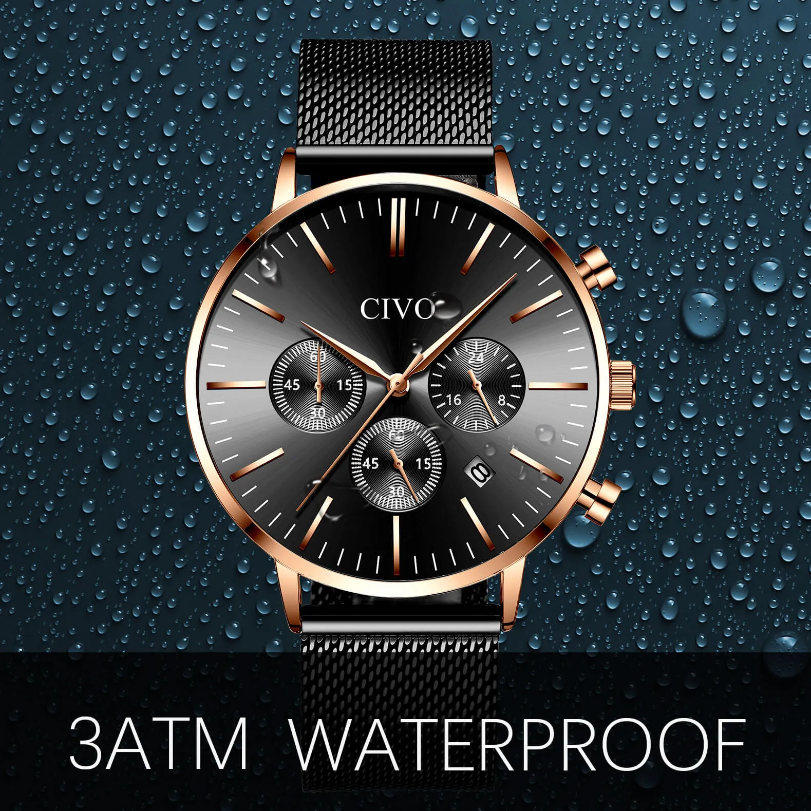 8073C | Quartz Men Watch | Mesh Band
