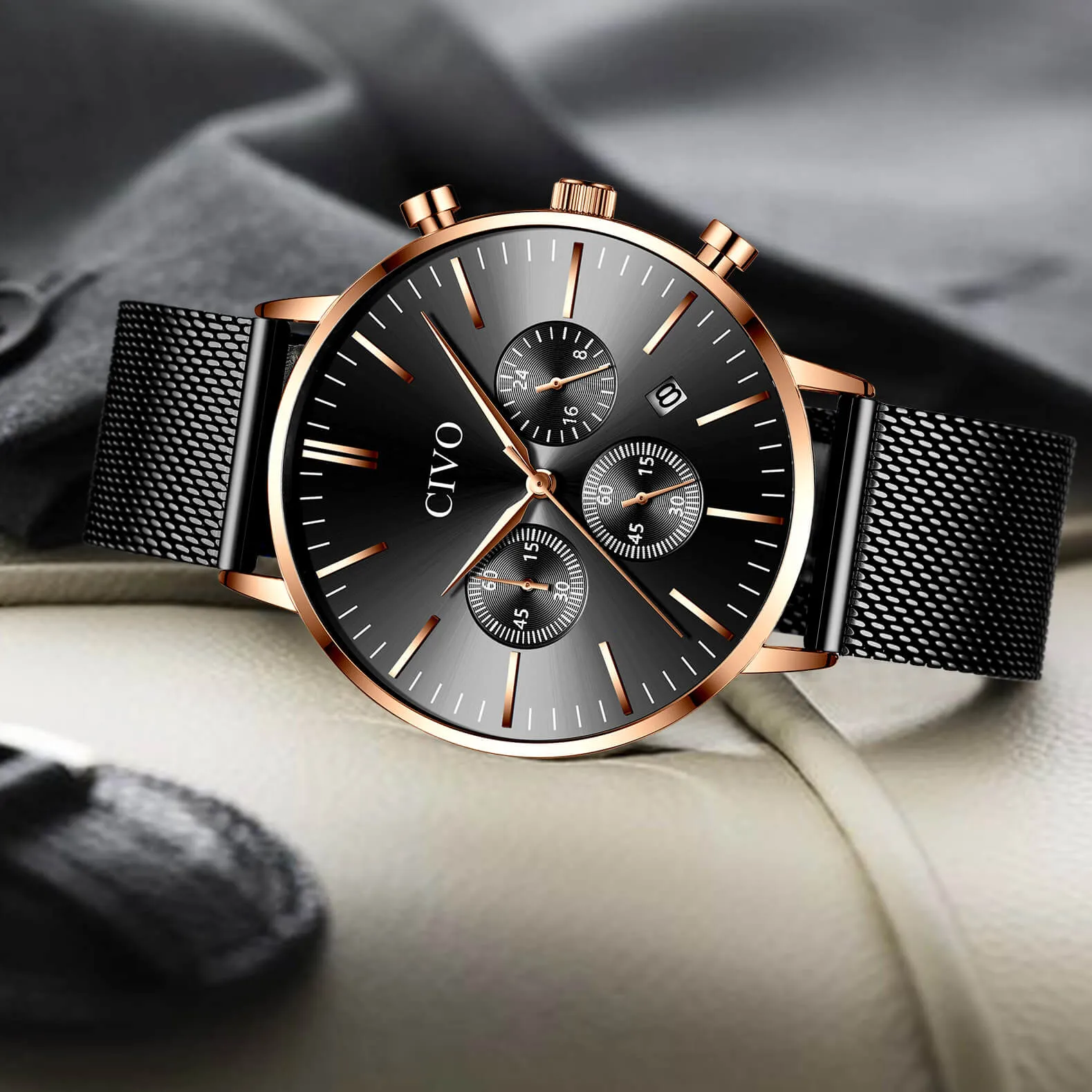 8073C | Quartz Men Watch | Mesh Band