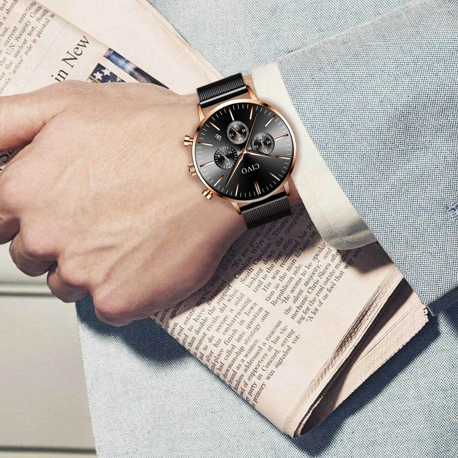 8073C | Quartz Men Watch | Mesh Band
