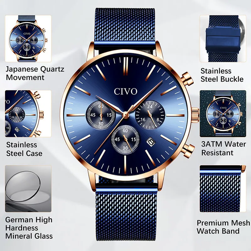 8073C | Quartz Men Watch | Mesh Band