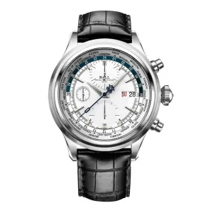 BALL Watch Trainmaster Worldtime Chronograph Automatic Stainless Steel Leather Strap Watch, CM2052D-LL1J-SLBE