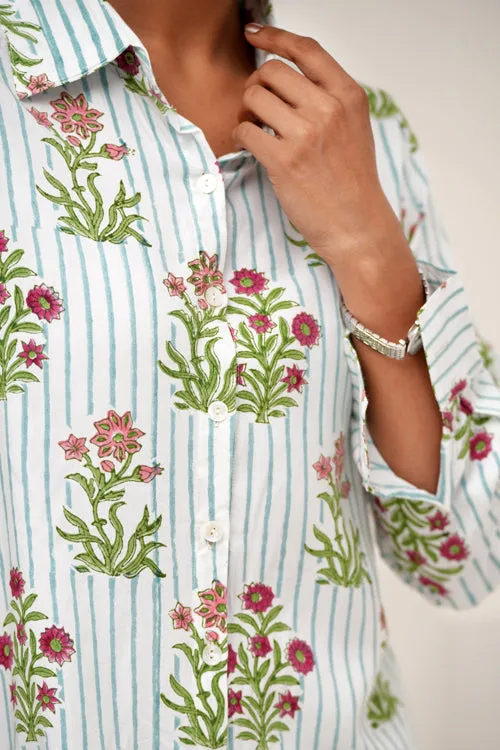 Bloom Cascade Hand Block Printed Co-Ord Set