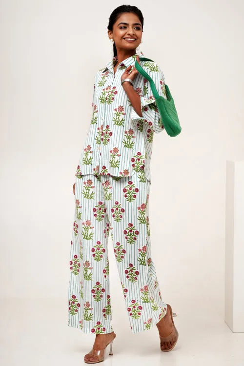 Bloom Cascade Hand Block Printed Co-Ord Set