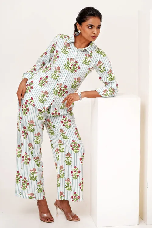 Bloom Cascade Hand Block Printed Co-Ord Set