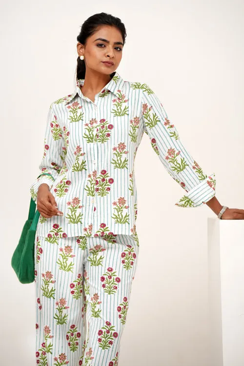 Bloom Cascade Hand Block Printed Co-Ord Set
