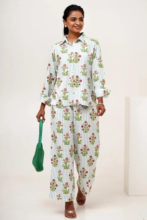 Bloom Cascade Hand Block Printed Co-Ord Set