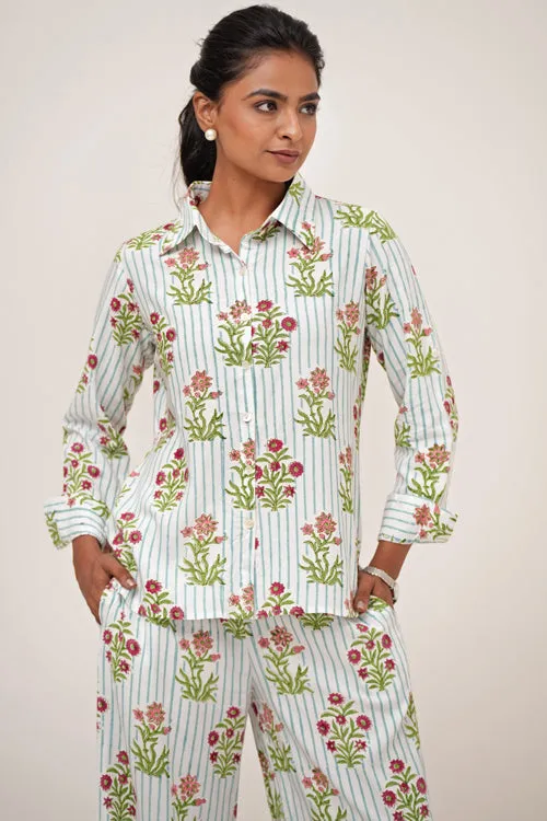Bloom Cascade Hand Block Printed Co-Ord Set