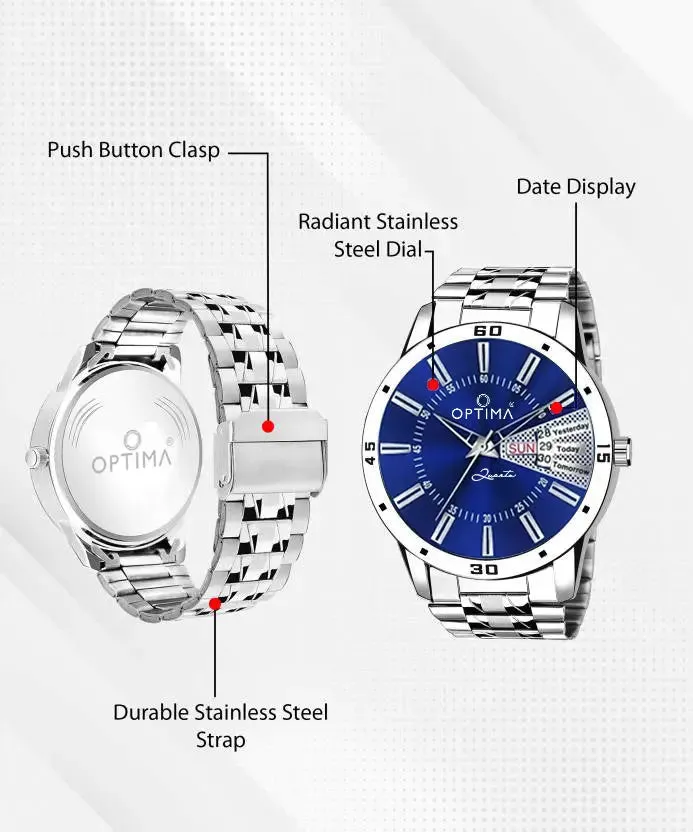BLUE DIAL DAY & DATE FUNCTIONING Analog Watch - For Men -OMD-616