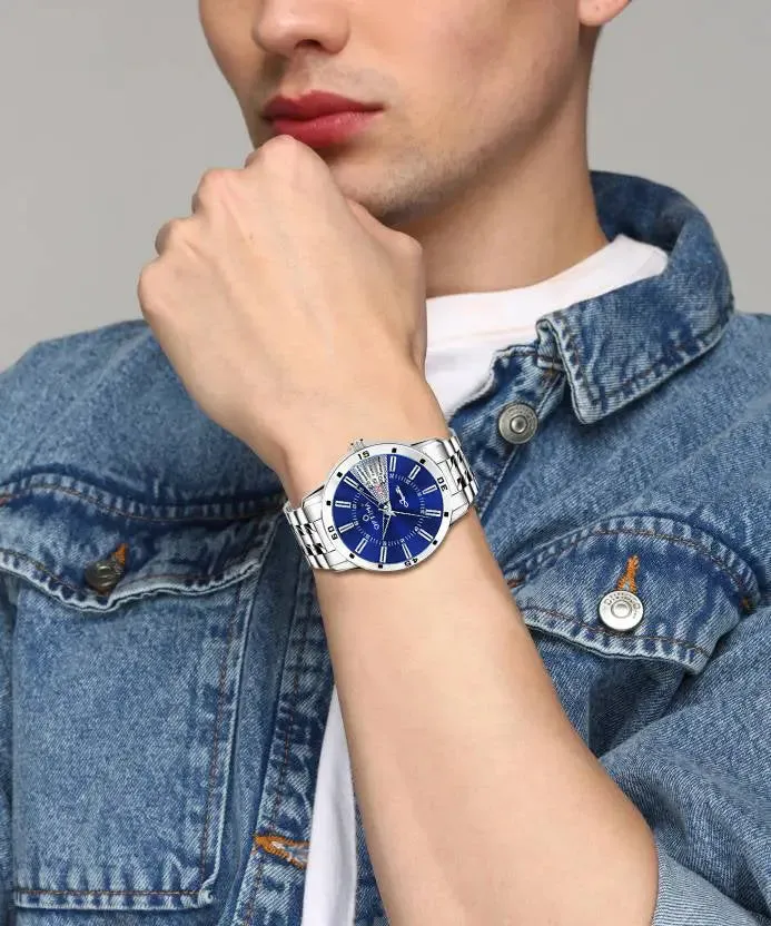 BLUE DIAL DAY & DATE FUNCTIONING Analog Watch - For Men -OMD-616