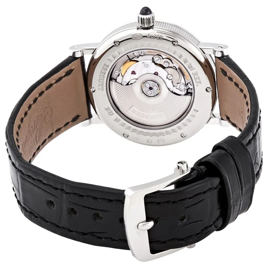 Breguet Classique Mother of Pearl Dial 18kt White Gold Diamond Black Leather Ladies Watch 8068BB52964DD00 8068BB/52/964.DD00