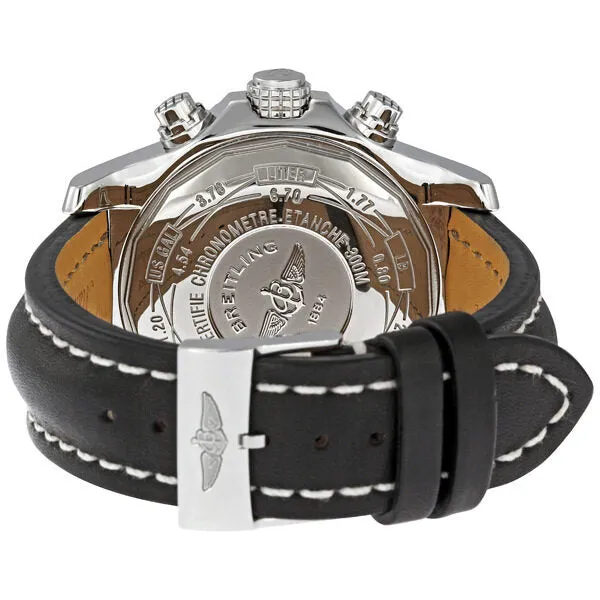 Breitling Super Avenger Black Dial Black Leather Strap Chronograph Men's Watch A1337011-B973BKLT A1337011/B973