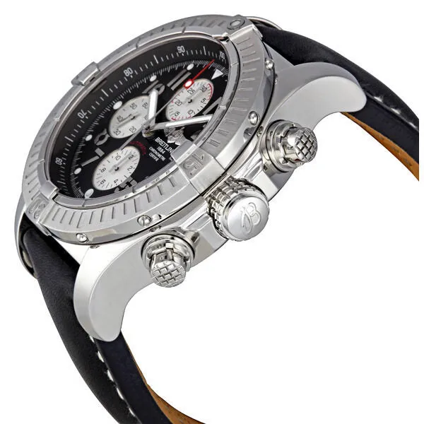 Breitling Super Avenger Black Dial Black Leather Strap Chronograph Men's Watch A1337011-B973BKLT A1337011/B973