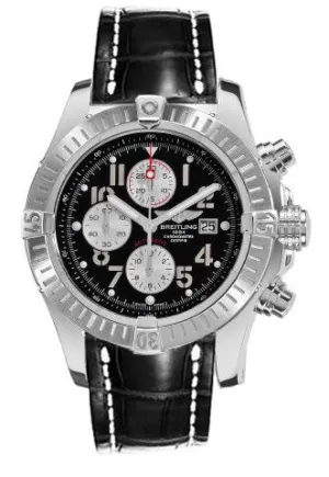 Breitling Super Avenger Black Dial Chronograph Men's Watch BKLD A1337011-B973