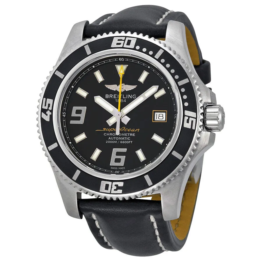 Breitling SuperOcean 44 Mechanical Black Dial Black Leather Men's Watch A1739102-BA78BKLT A1739102/BA78BKLT