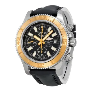 Breitling Superocean Chronograph II Automatic Black Dial Black Leather Men's Watch C1334112-BA84BKWLT