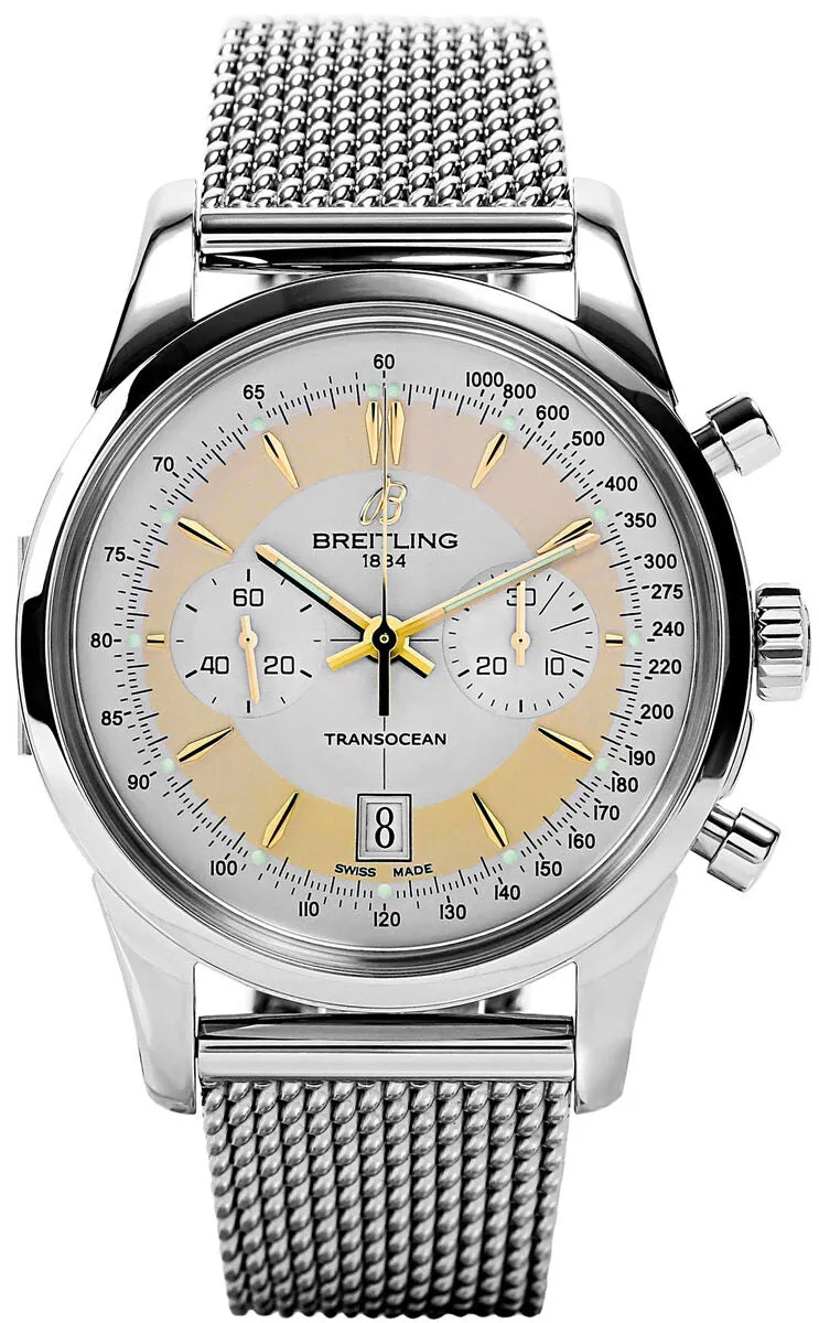 Breitling Transocean Chronograph Edition Silver Dial Auomatic Men's Watch AB015412-G784SS
