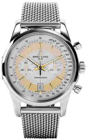 Breitling Transocean Chronograph Edition Silver Dial Auomatic Men's Watch AB015412-G784SS