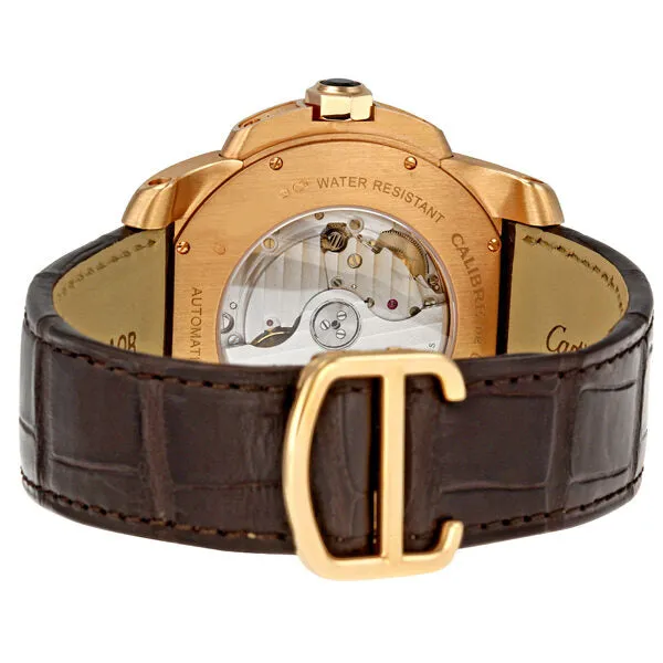 Cartier Calibre De Cartier 18kt Pink Gold Silver Dial Mechanical Men's Watch W7100009