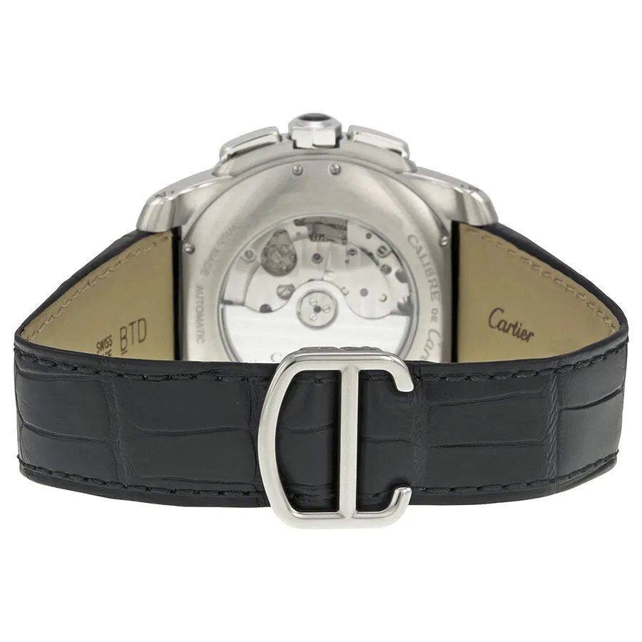 Cartier Calibre De Cartier Black Dial Black Leather Men's Watch W7100060