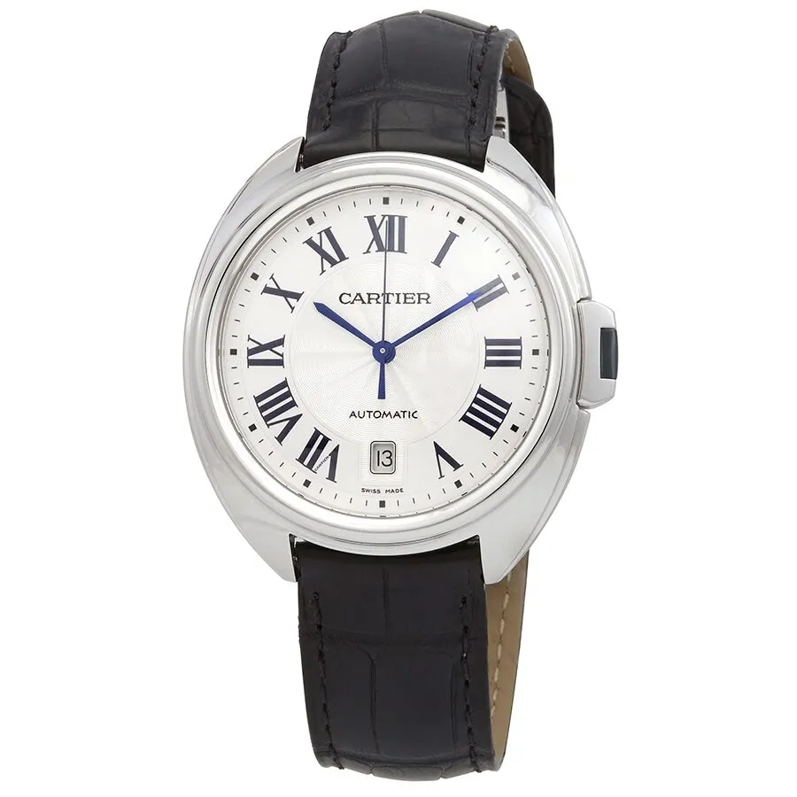 Cartier Cle Silvered Flinque Dial Steel Men's Watch WGCL0005