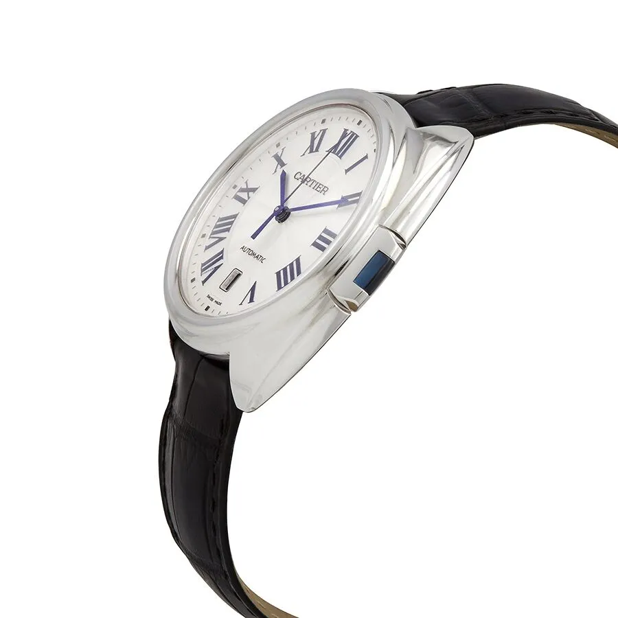 Cartier Cle Silvered Flinque Dial Steel Men's Watch WGCL0005