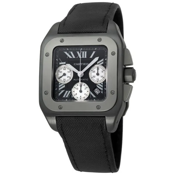 Cartier Santos 100 Carbon Titanium and Steel Extra Large Watch W2020005