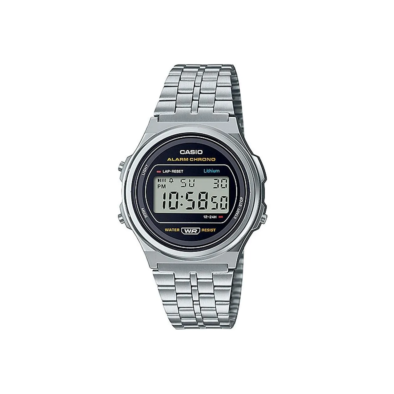 Casio Vintage Digital Round Silver Watch - A171WE-1A