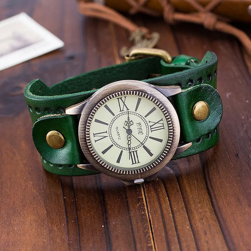 CCQ Brand Men Women Vintage Cow Leather Bracelet Wristwatches Casual Luxury Male Female Quartz Watch Relogio Masculino Relojes