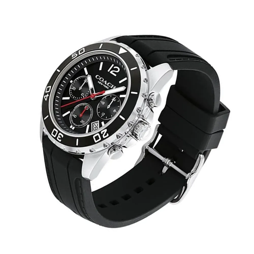 Coach Kent Chronograph Black Silicon Strap Men's Watch 14602565
