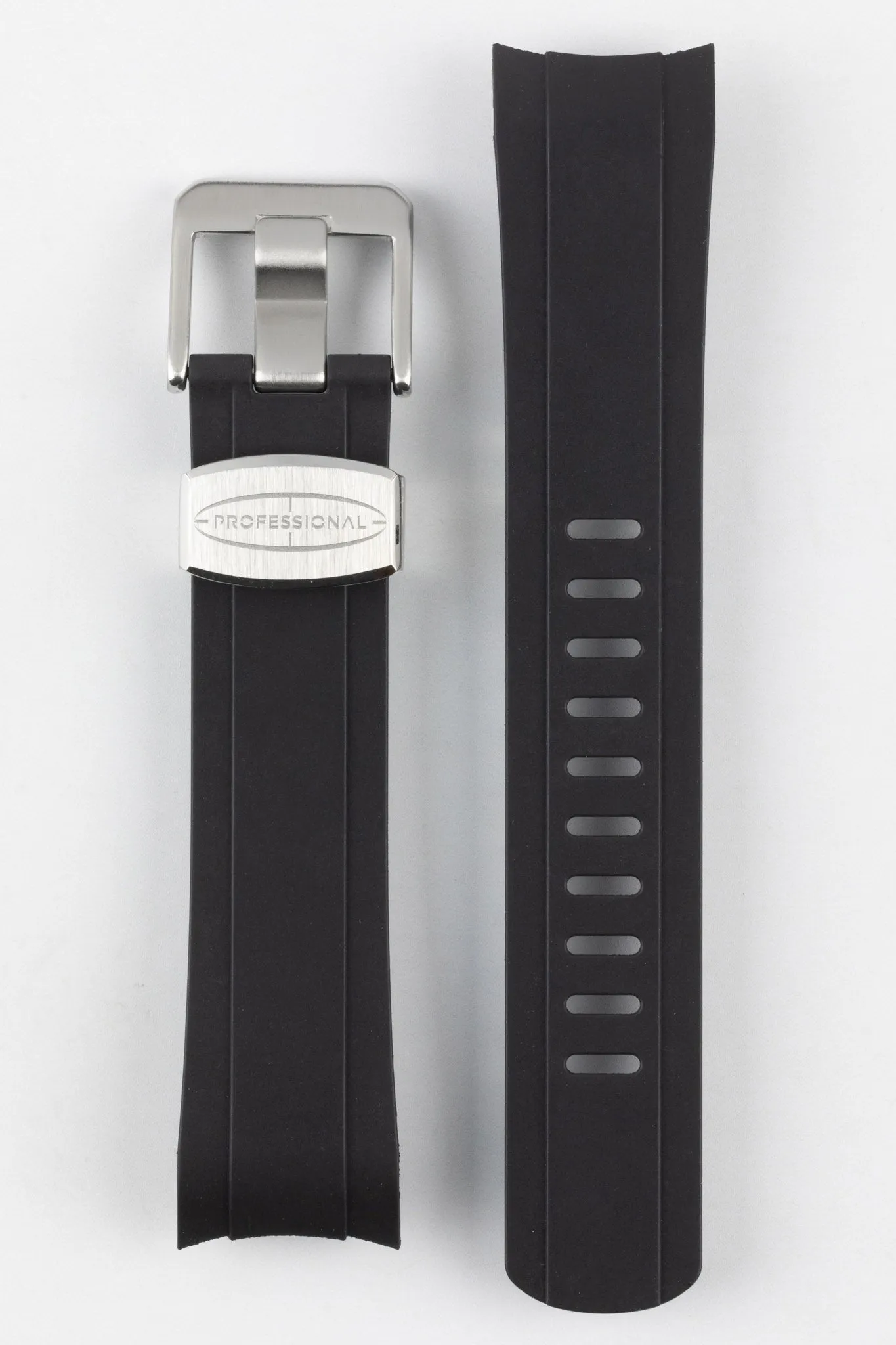 CRAFTER BLUE CB10-F FKM Rubber Watch Strap for Seiko SKX & 5 Sports Series – BLACK with Rubber & Steel Keepers