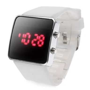 Fashion Mirror LED Watches Unisex Quartz watch Dress Woman and Man Sports watches Analog Steel Case