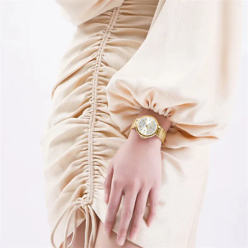 Fashion New Women's Luxury Watches Popular Casual Stainless Steel Waterproof Quartz Wristwatch