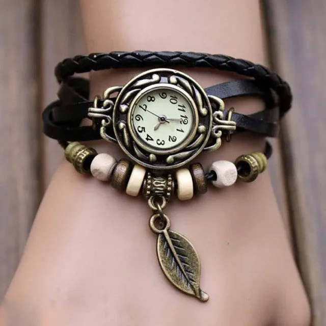 Fashion Roma Watches Number Vintage Women Leather Watches Men Ladies Dress Female Rivet Wrap Quartz Braided Bracelet Watch2/