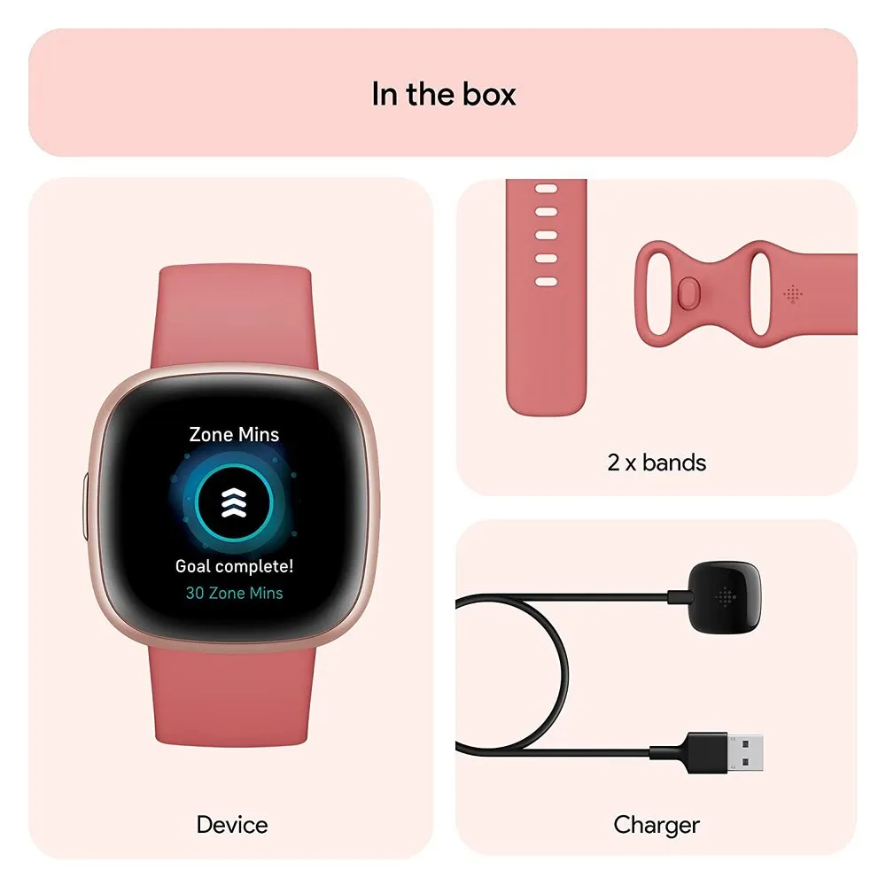 Fitbit Versa 4 Fitness Watch (Pink Sand / Copper Rose Aluminum) FB523RGRW-FRCJK