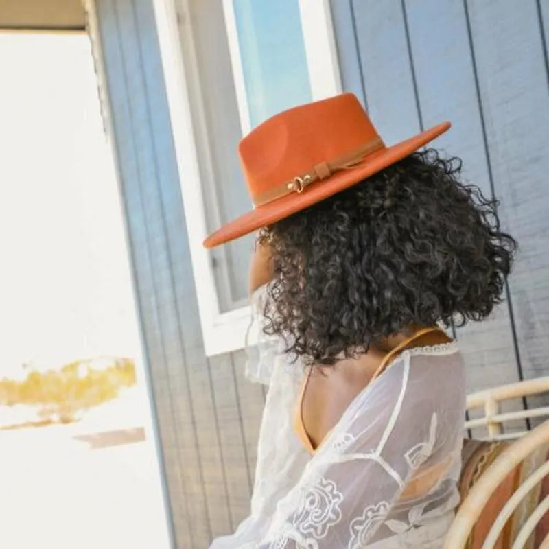 Flat Brim Buckle Hat