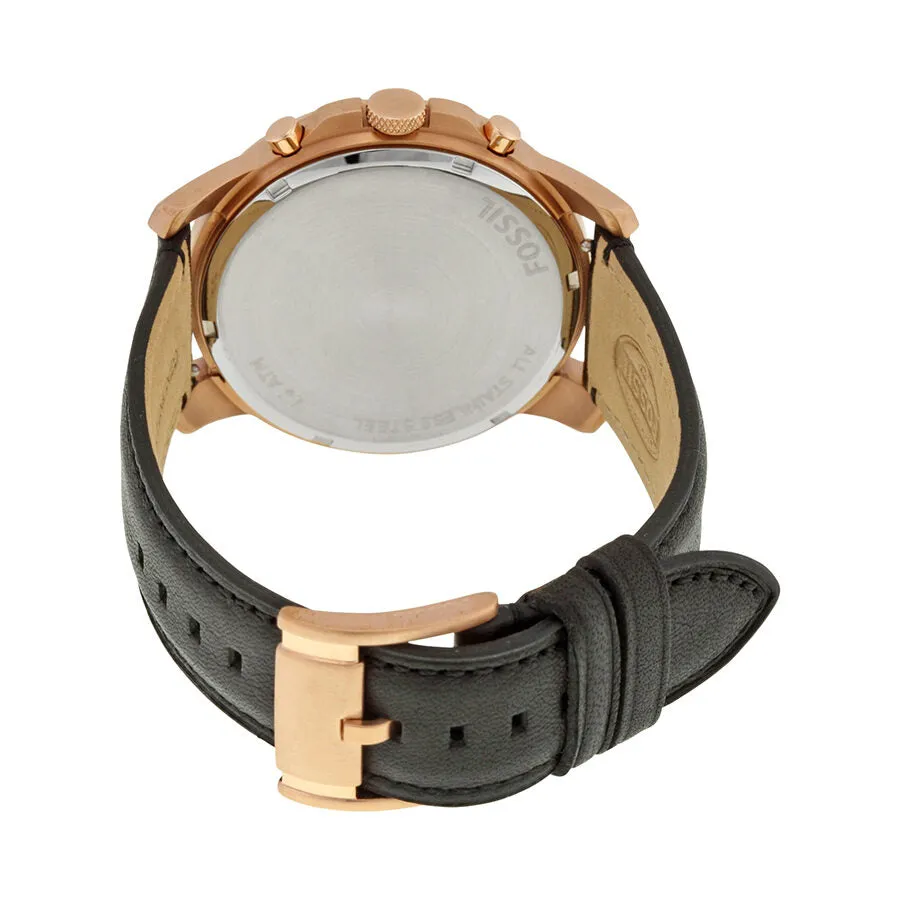 Fossil Grant Grey Dial Chronograph Black Leather Men's Watch FS5085