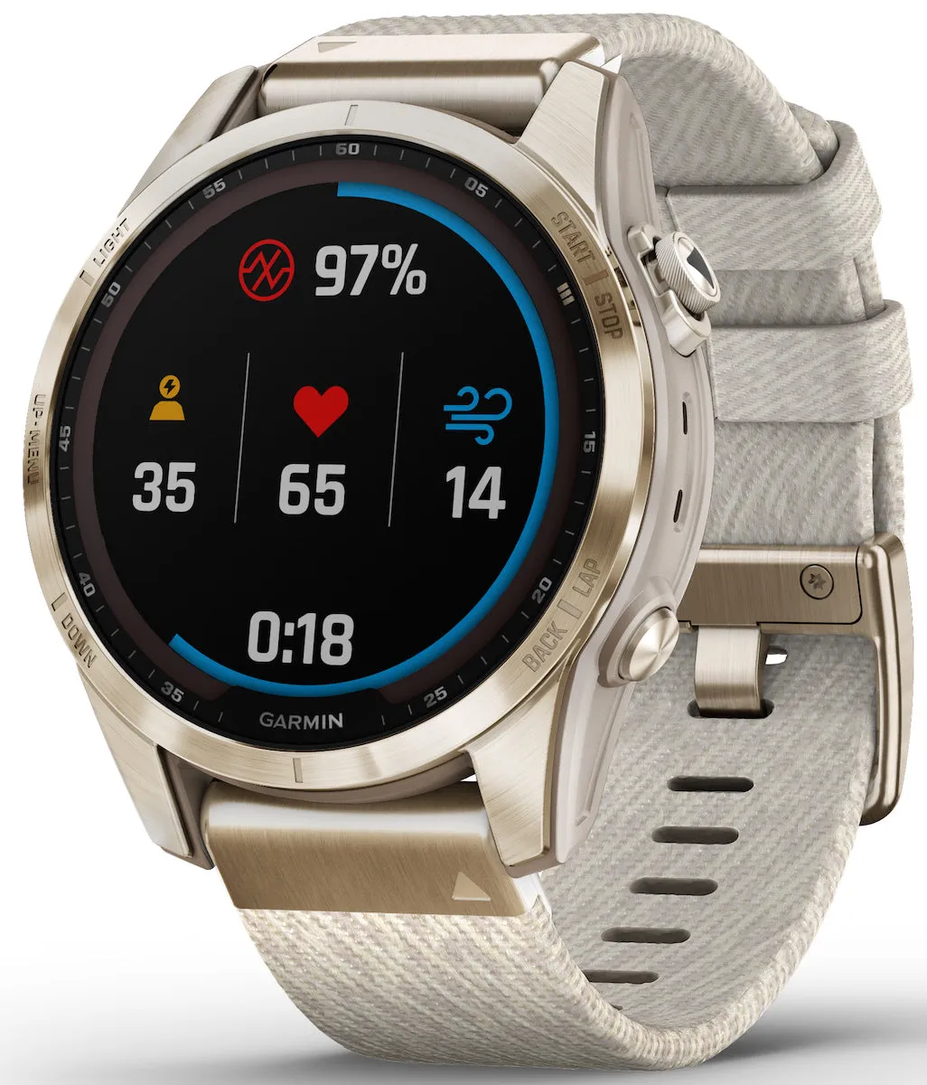 Garmin Watch Fenix 7S Sapphire Solar Cream Gold Titanium