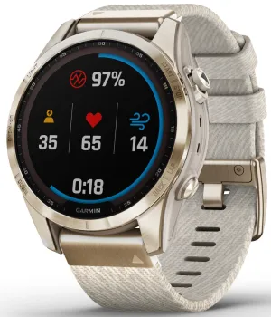 Garmin Watch Fenix 7S Sapphire Solar Cream Gold Titanium